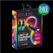 STEALTH LIGHT UP CHARGING CABLES MULTIFORMAT - 2M TWIN PACK