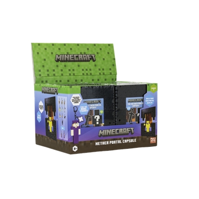 MINECRAFT - CAPSULE SURPRISE PORTE-CLE PORTAIL DU NETHER - DISPLAY