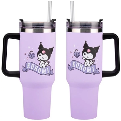 BOUTEILLE ISOTHERME KUROMI 900ML AVEC PAILLE