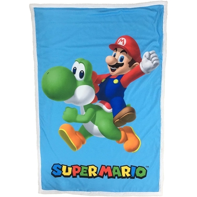 HOMADICT PLAID SHERPA 100X150 CM SUPER MARIO YOSHI & MARIO