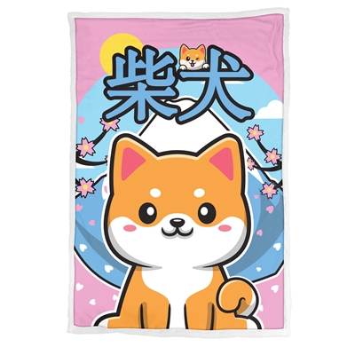 HOMADICT PLAID SHERPA 100X150 CM SHIBA INU KAWAII 