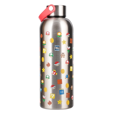 BOUTEILLE MÉTALLIQUE SUPER MARIO AVEC PAILLE