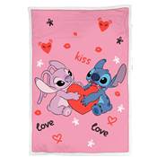 HOMADICT PLAID SHERPA 100X150 CM STITCH LOVE KISS PINK