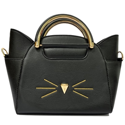 SAC A MAIN CAT BAG BLACK EDITION AVEC POMPON