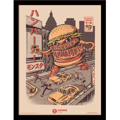 ILUSTRATA BURGERZILLA FRAMED 30X40