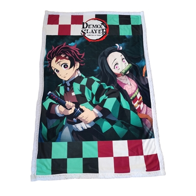 HOMADICT PLAID SHERPA 100X150 CM DEMON SLAYER TANJIRO & NEZUKO BUSTE