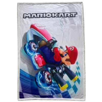 HOMADICT PLAID SHERPA 100X150 CM MARIO KART BLANC