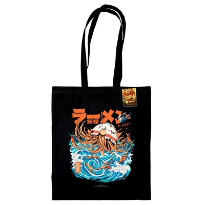 ILUSTRATA COTTON TOTE BAG BLACK DARK RAMEN