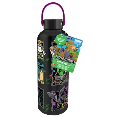 GOURDE EN MÉTAL MASCOTTES MINECRAFT AVEC ANSE DE TRANSPORT