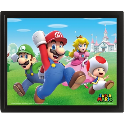 SUPER MARIO CADRE 3D LENTICULAIRE GROUP RUN