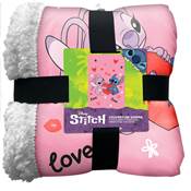 HOMADICT PLAID SHERPA 100X150 CM STITCH LOVE KISS PINK