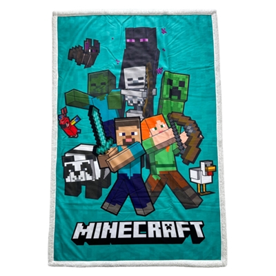 HOMADICT PLAID SHERPA 100X150 CM MINECRAFT AVENTURE